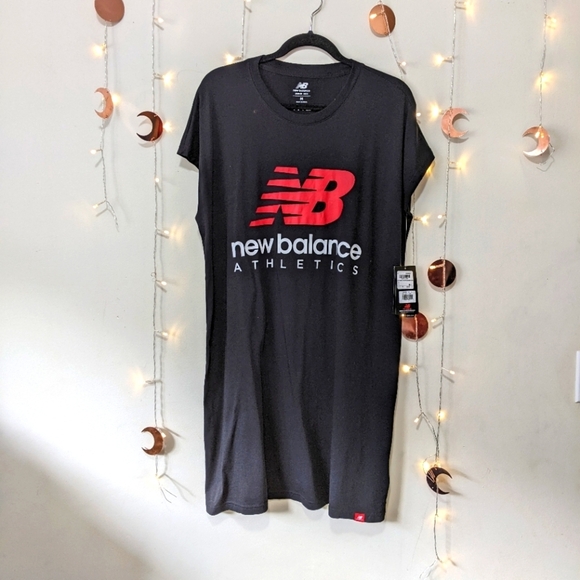 🖤😍 BNWT New Balance Essential Icon Sporty T-Shirt Dress Black M L - Picture 4 of 8